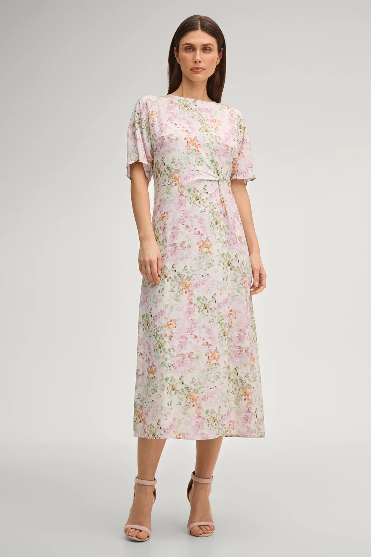 Dela dress in pink/green patterned