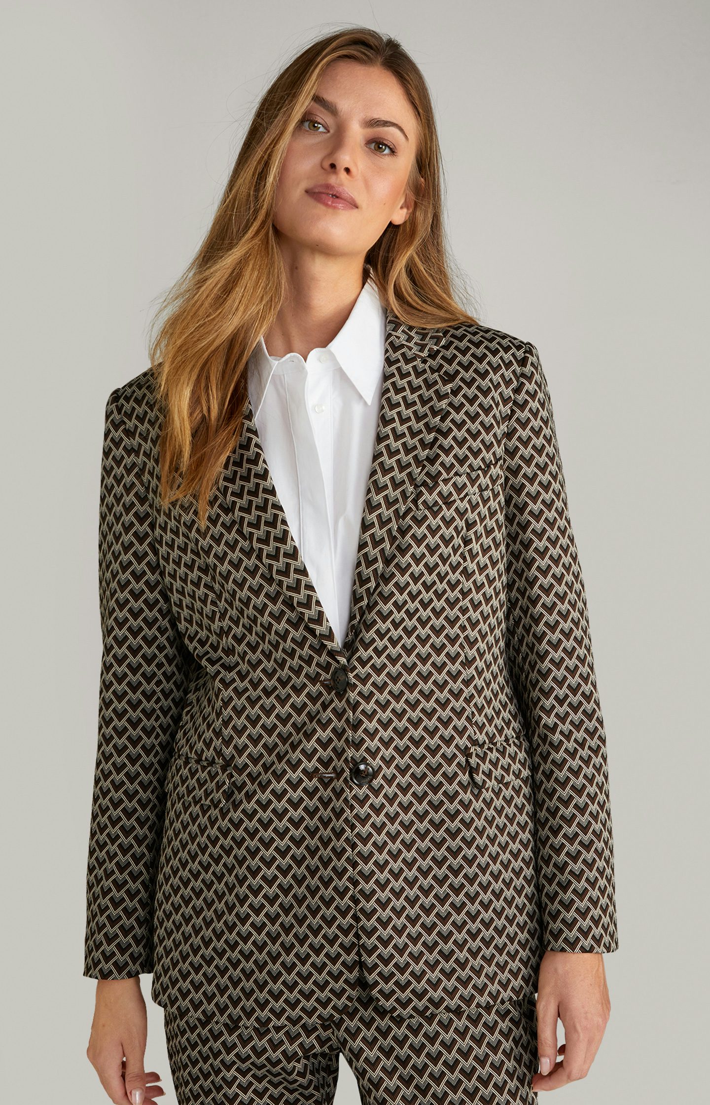 Blazer in Grau/Braun gemustert