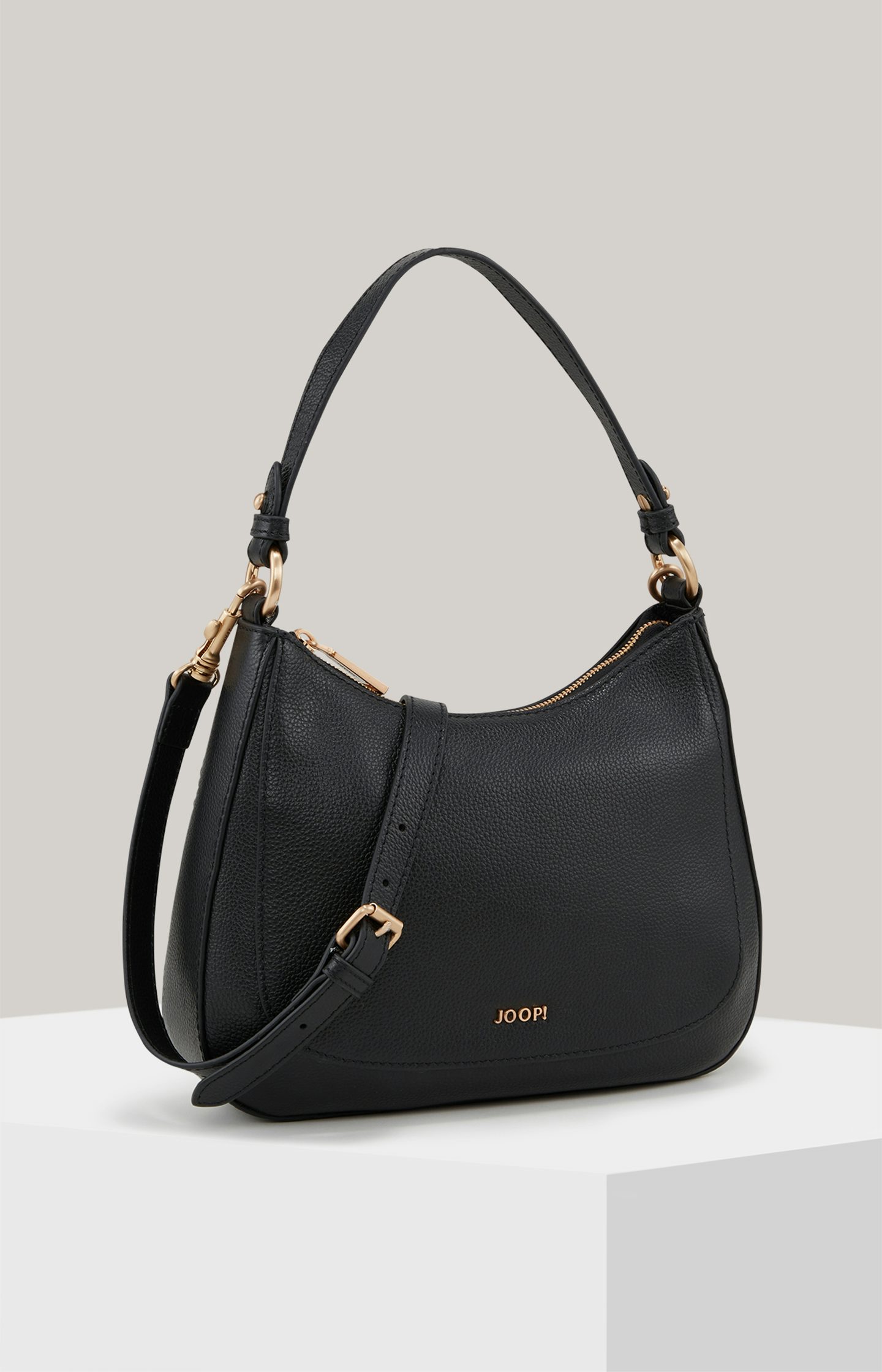 Leder-Schultertasche Estate Loreen in Schwarz