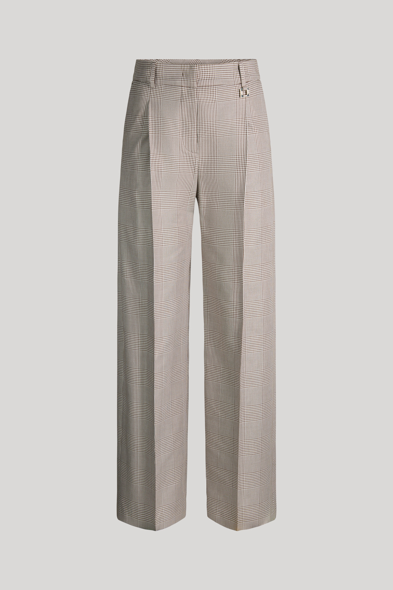 Bundfaltenhose Paris in Creme/Braun kariert