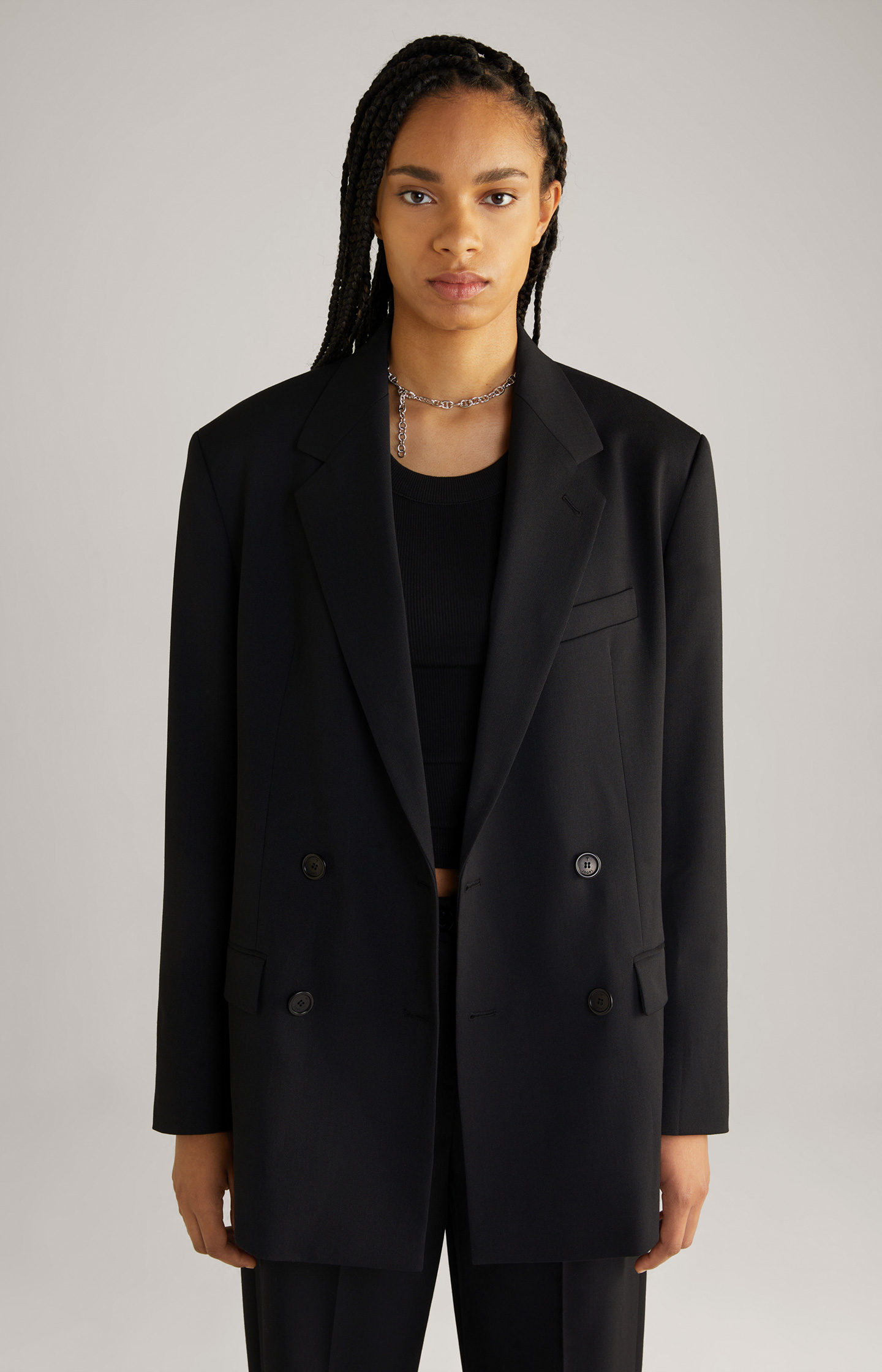 Unisex-Boyfriend-Blazer in Schwarz