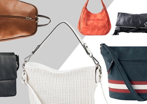 6 unterschiedliche Taschen auf weiß-grauem Hintergrund.