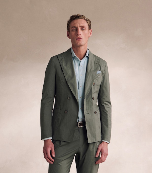 Windsor men's two-button suit in Paper Touch fabric, olive green