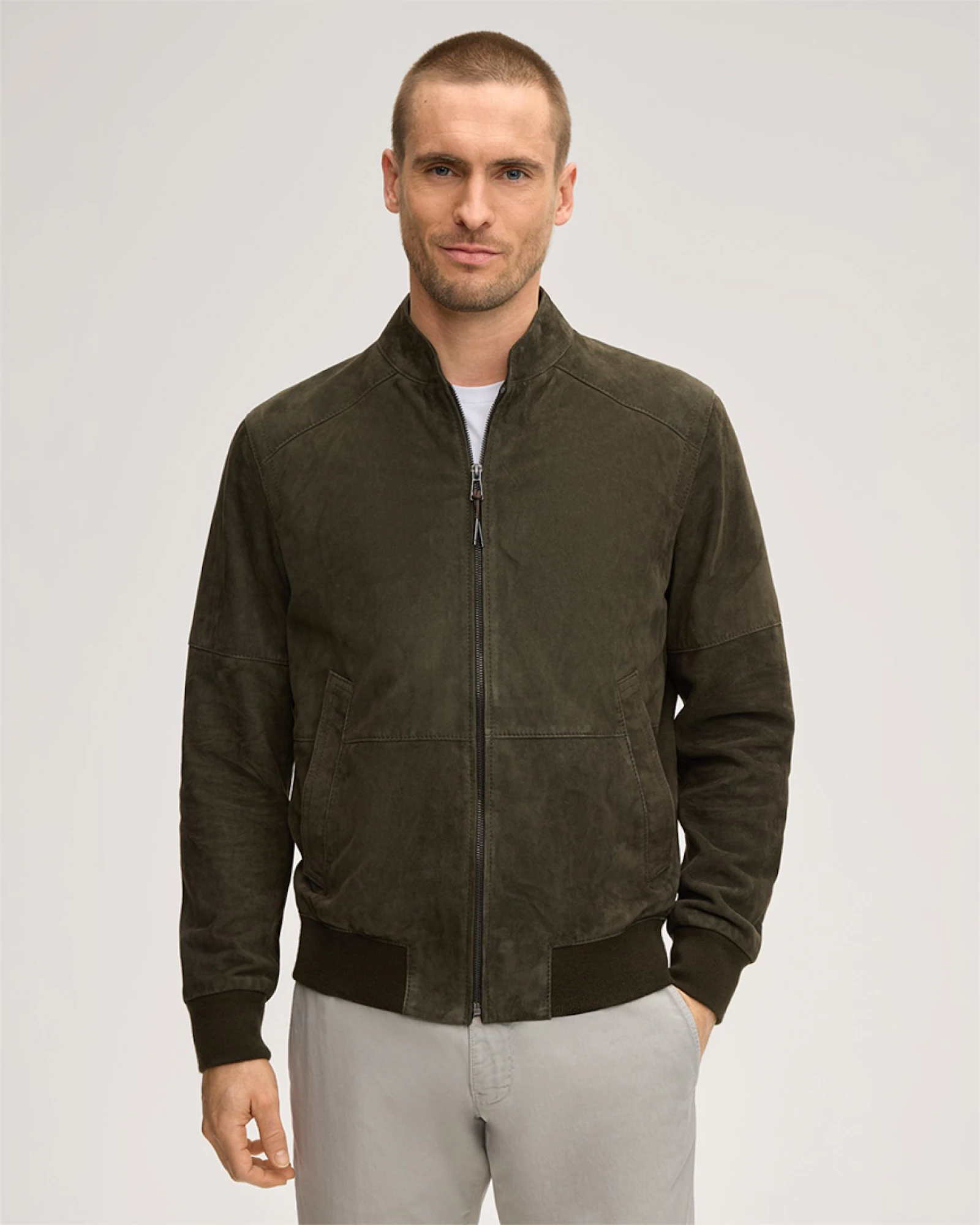windsor herren lederjacke in grün
