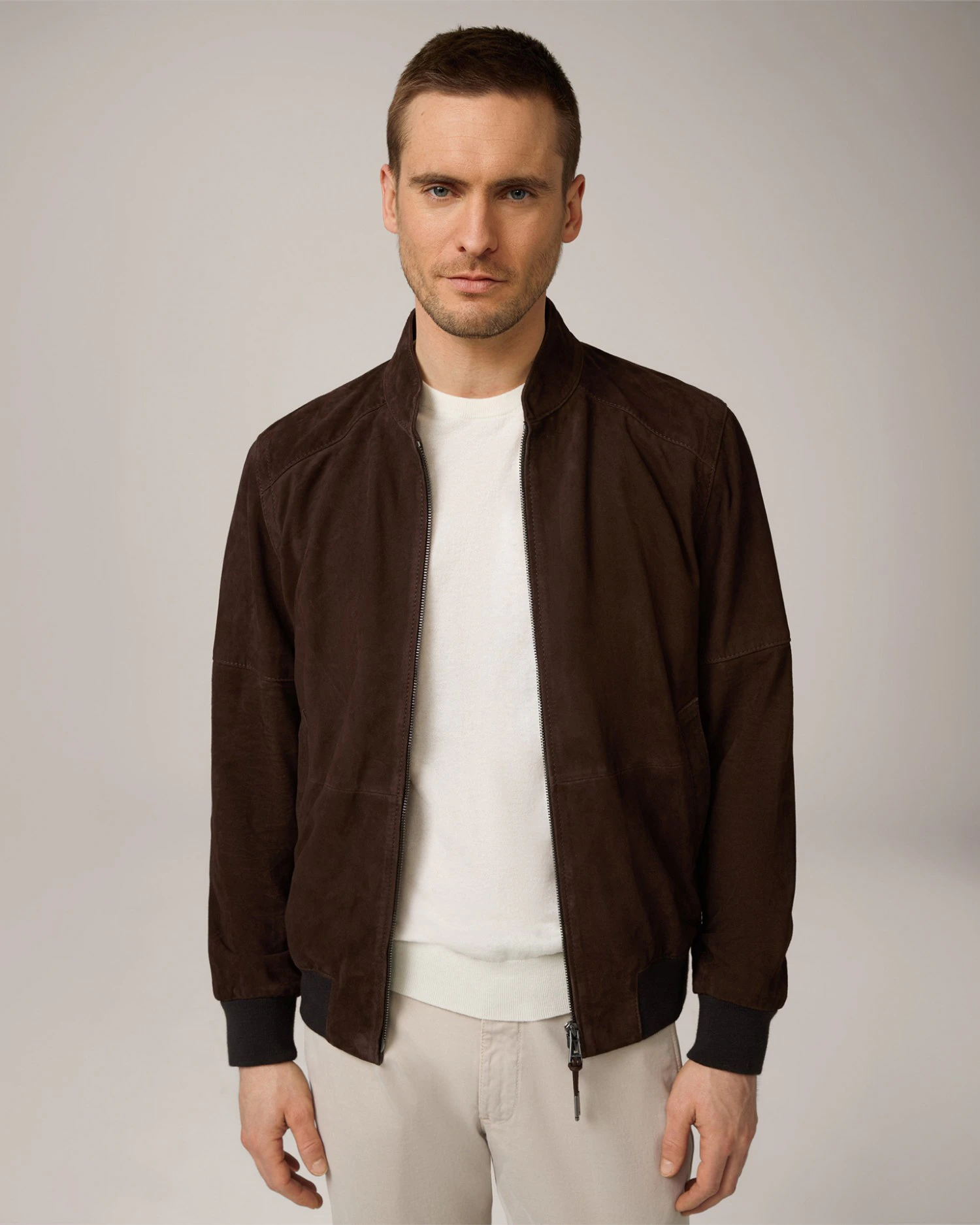 windsor herren lederjacke in dunkelbraun
