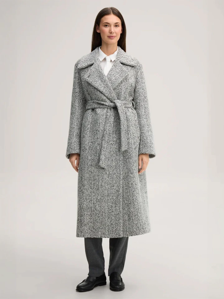 WINDSOR damen MANTEL im fischgrätenmuster schwarz weiss
