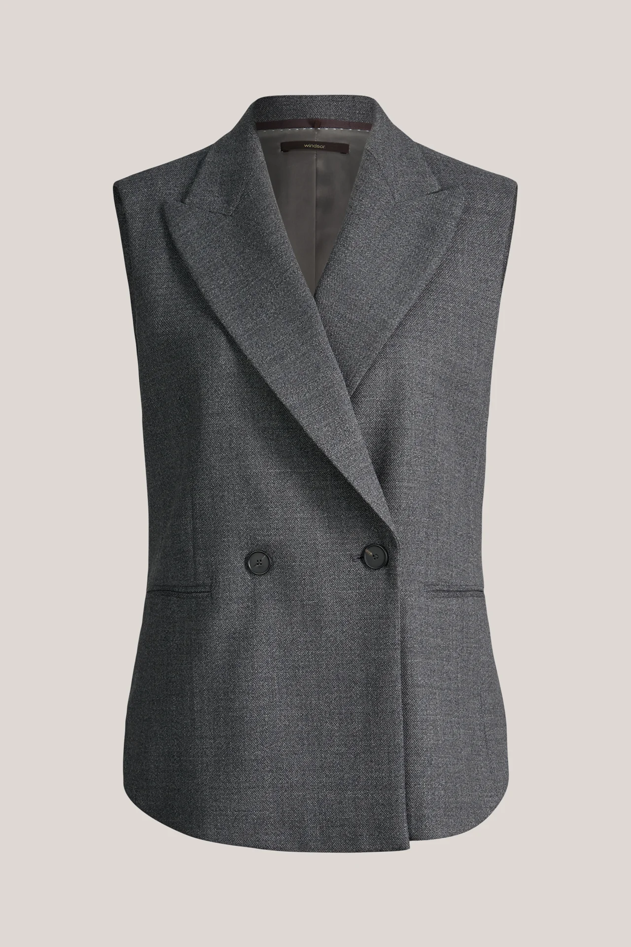 Schurwoll-Blazer-Weste mit Mouliné-Struktur in Dunkelgrau