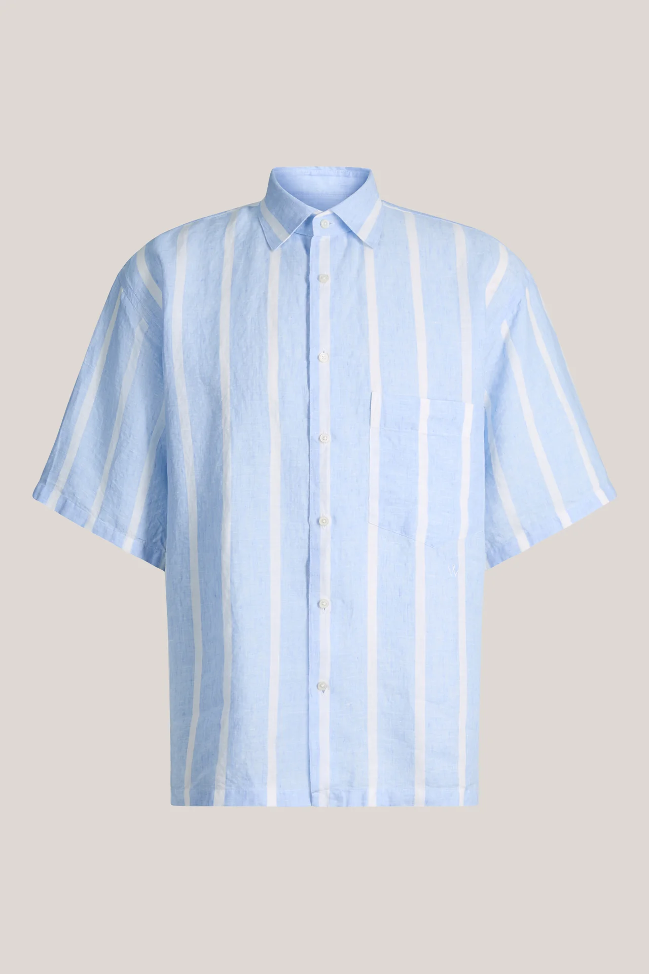 Leinen-Hemd Oberon in Blau-Weiss gestreift