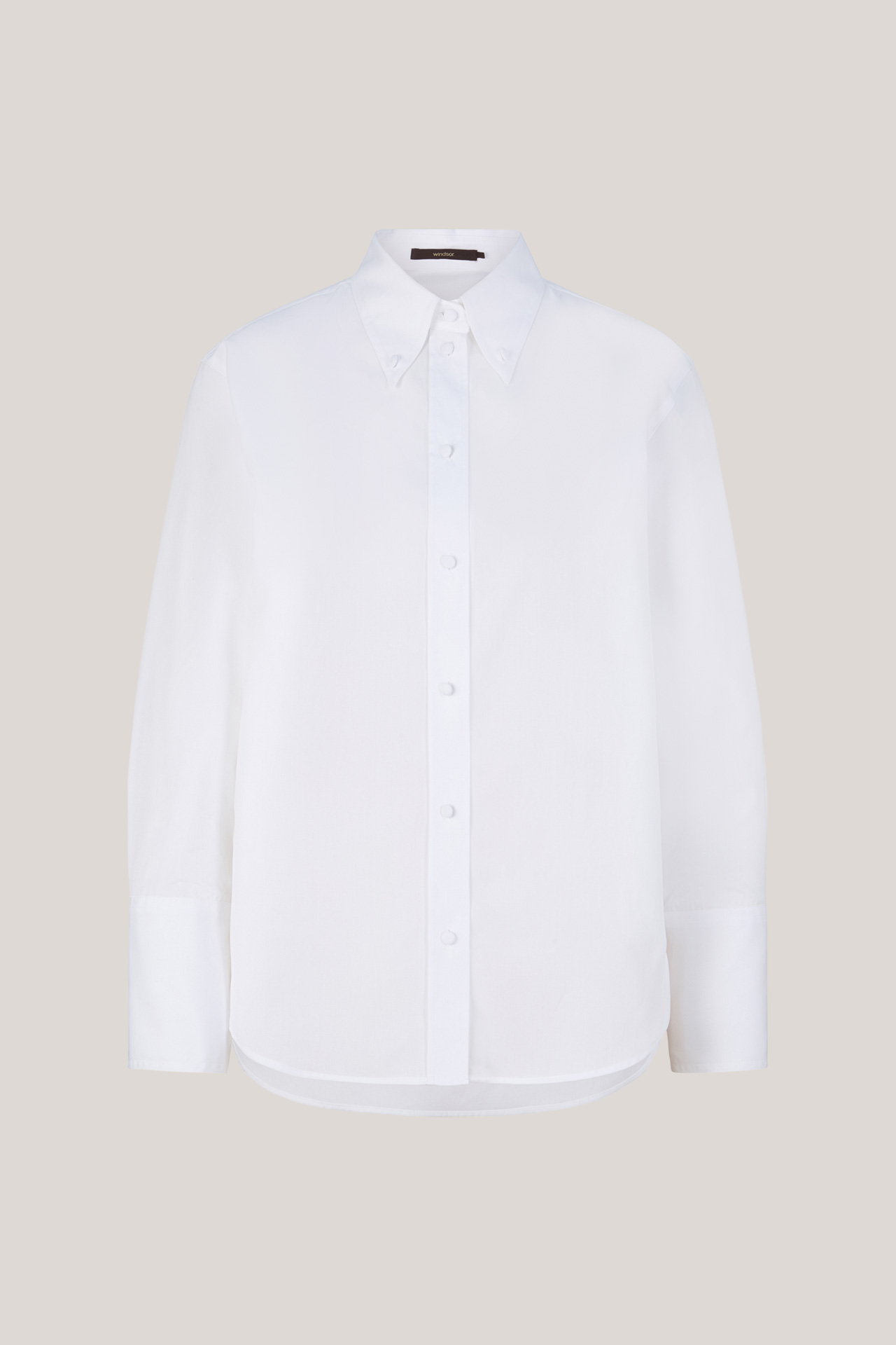 Popeline-Baumwoll-Hemdbluse in Weiss