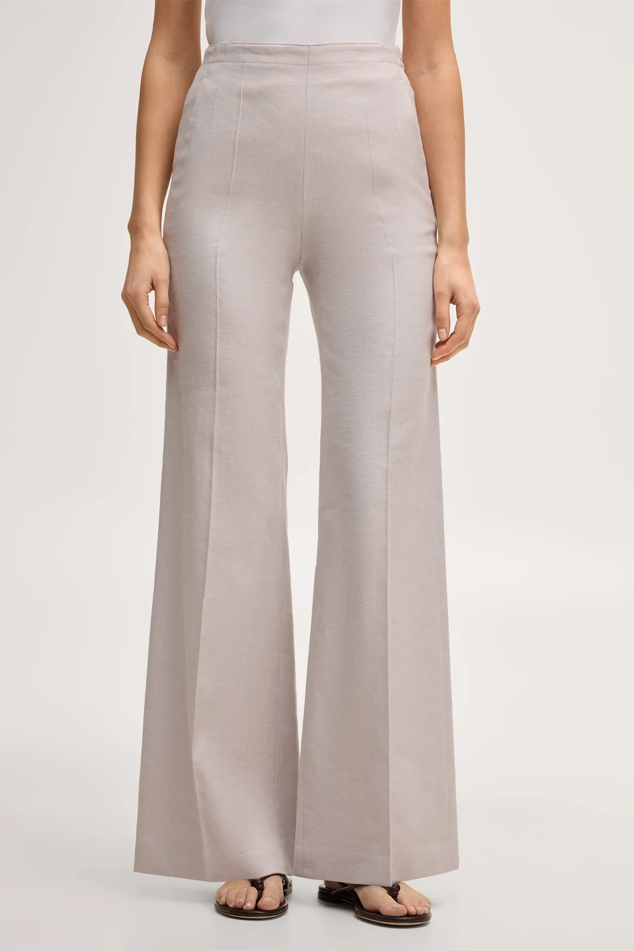 Leinenstretch-Marlene-Hose in Beige