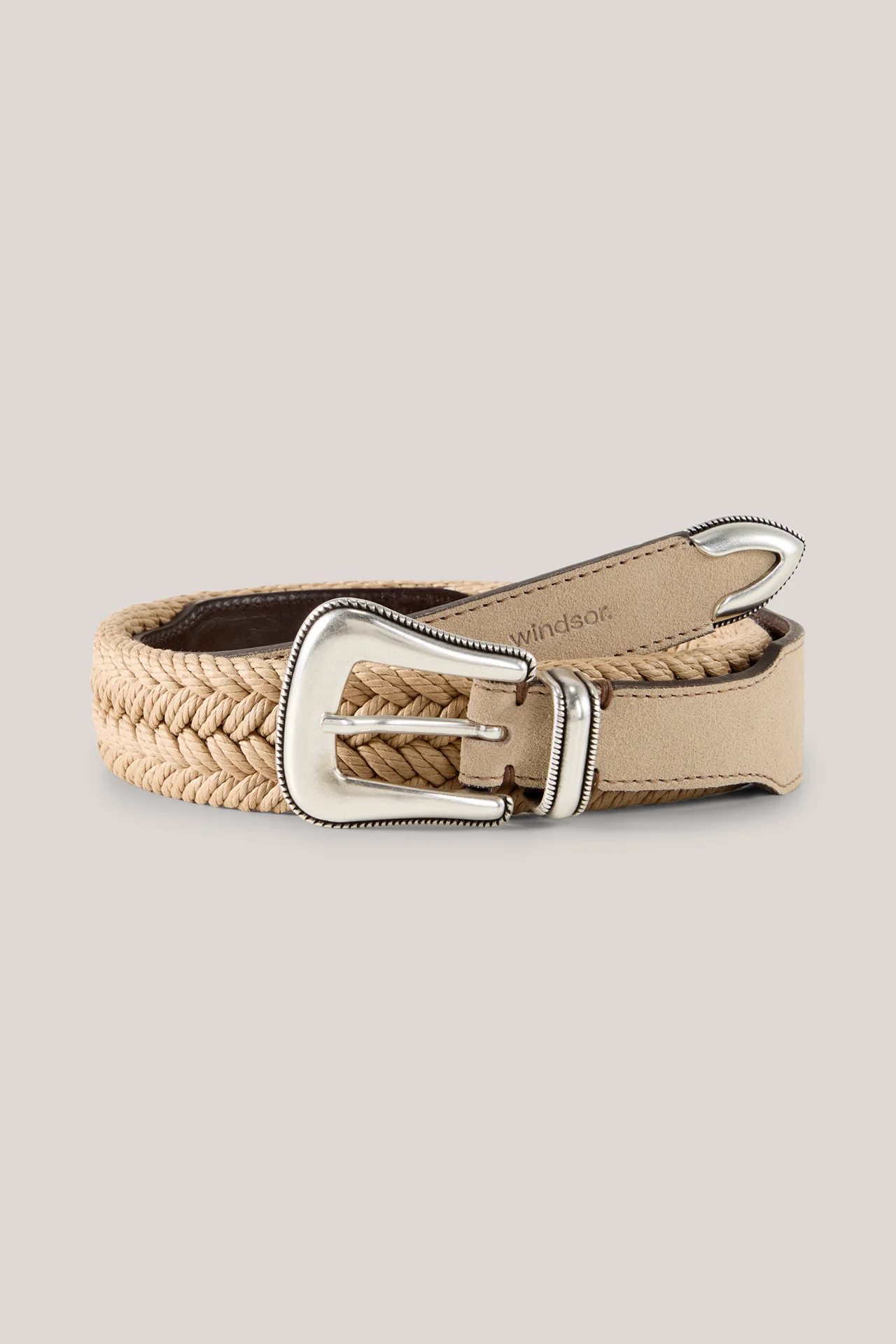 Ledergürtel mit Baumwolle in Beige