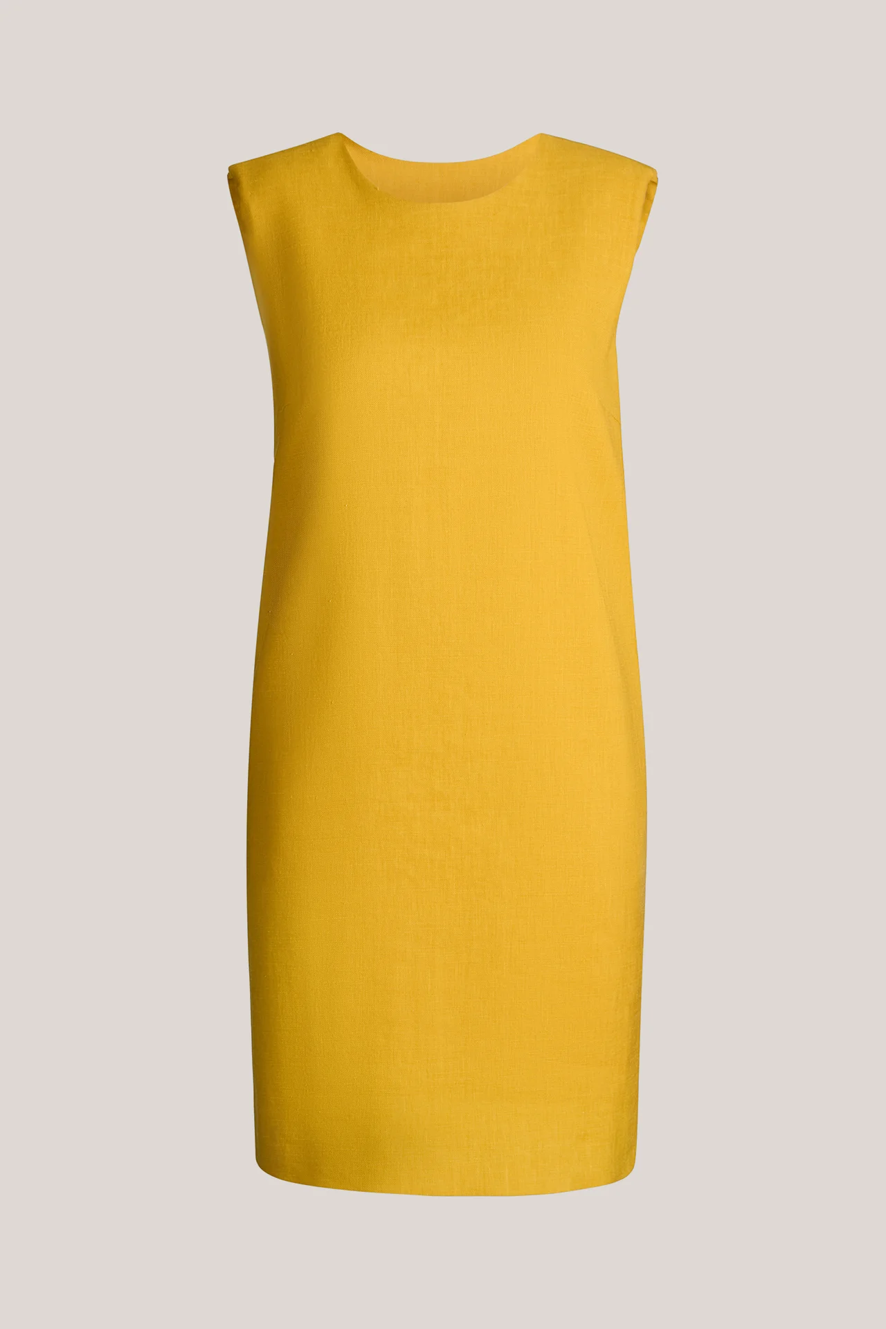 Leinenstretch-Eggshape-Kleid in Mini-Länge in Gelb