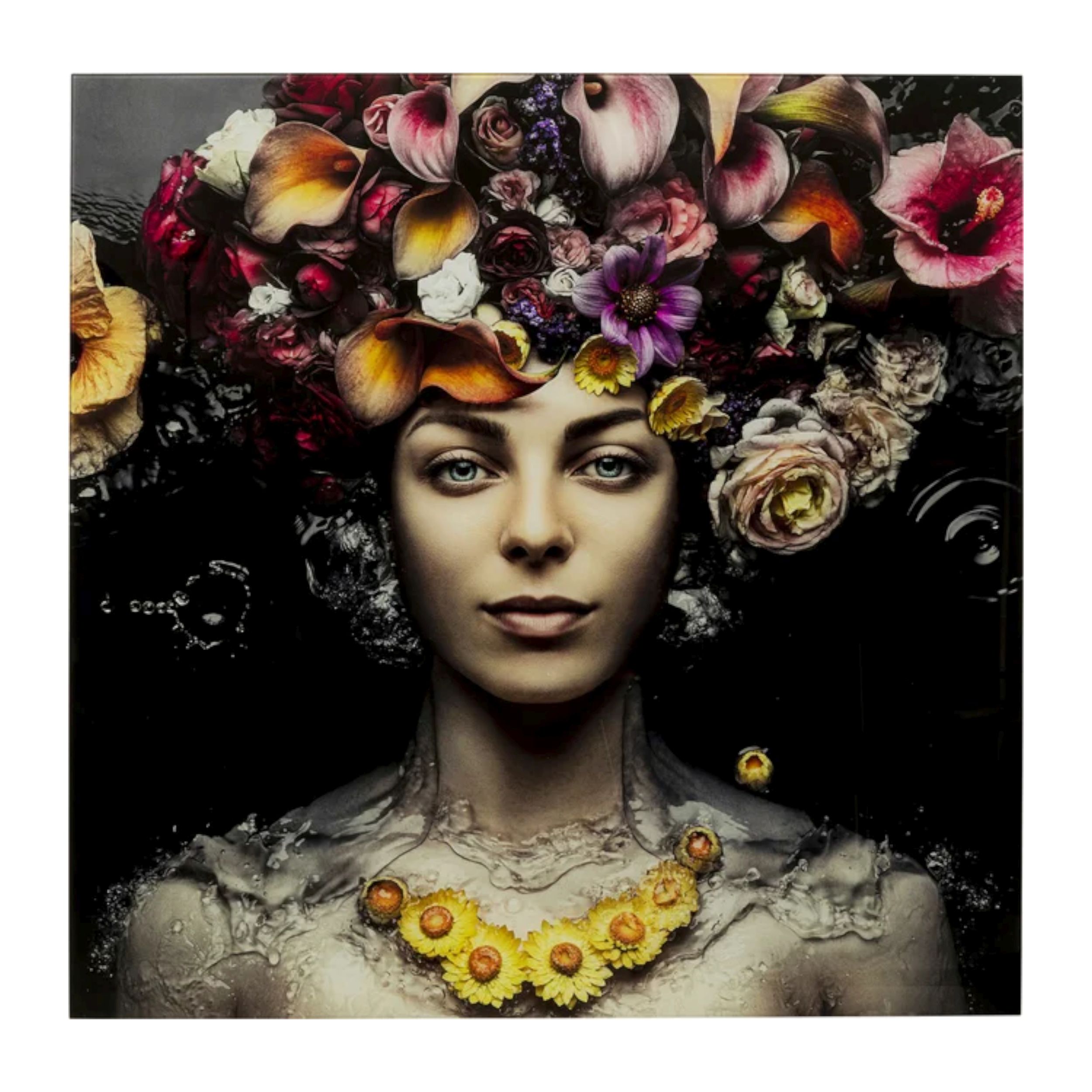 Glasbild Flower Art Lady