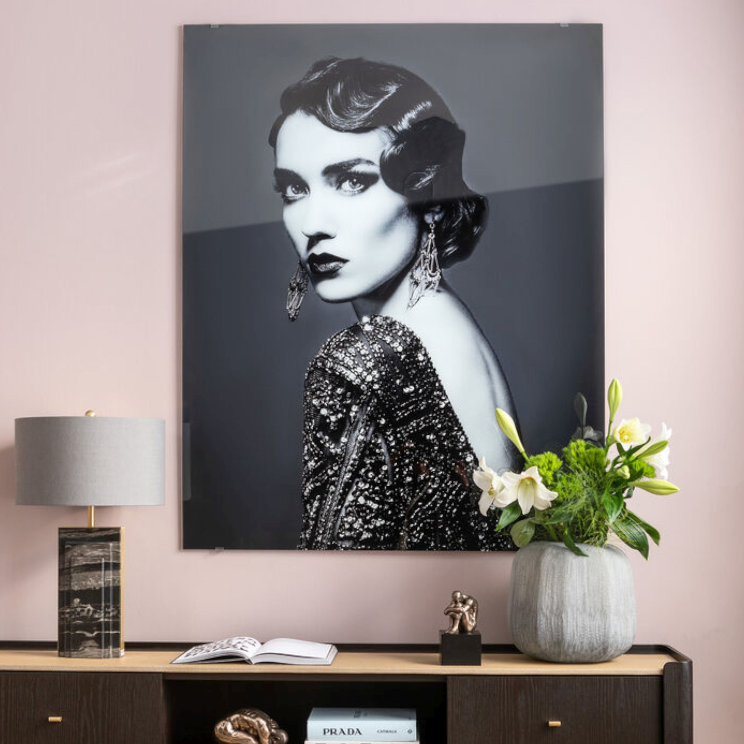 Glasbild Flower Art Lady