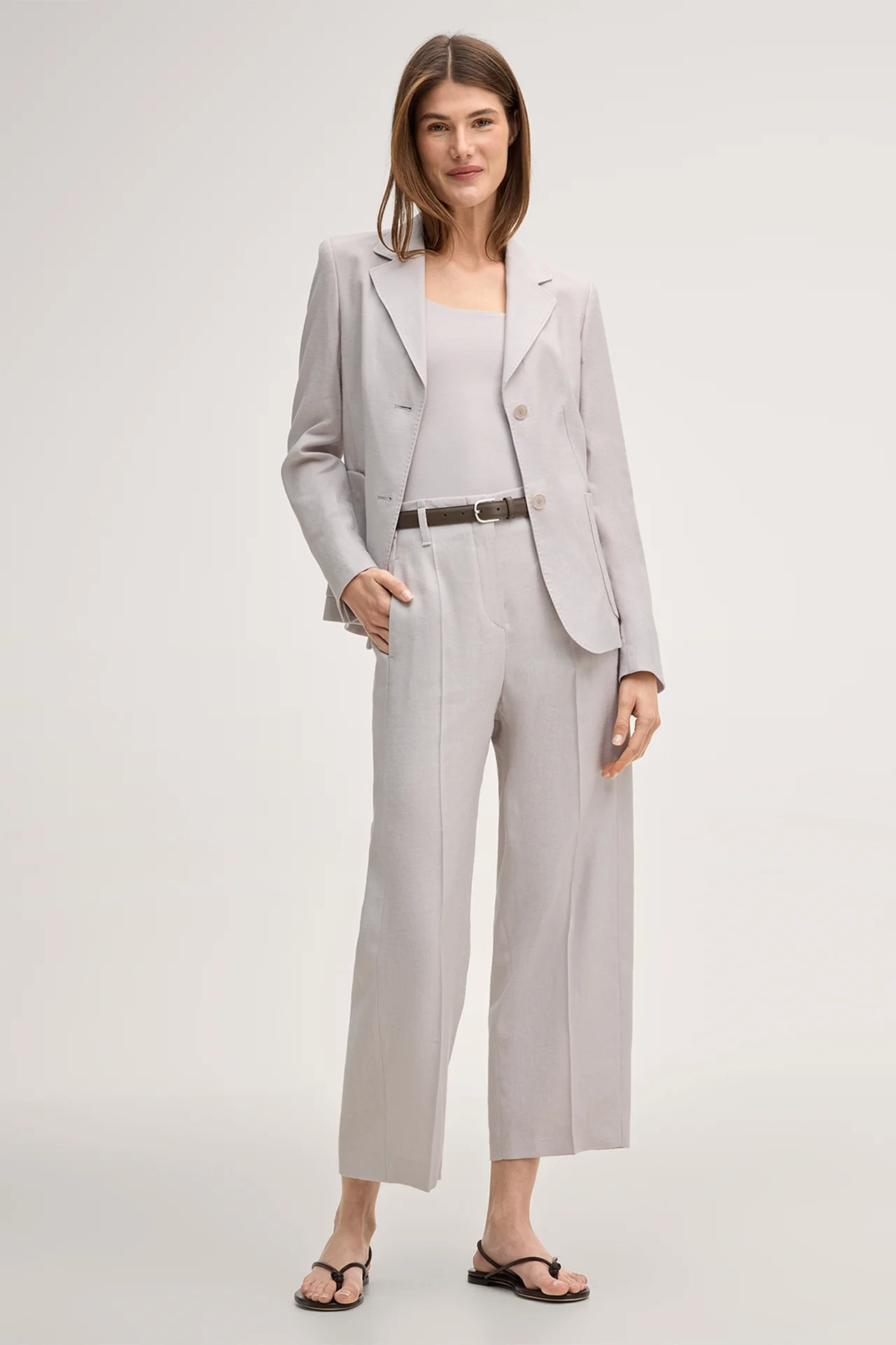 Leinenstretch-Blazer in Beige