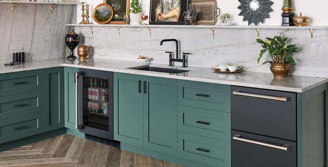 matte black beverage center installed 