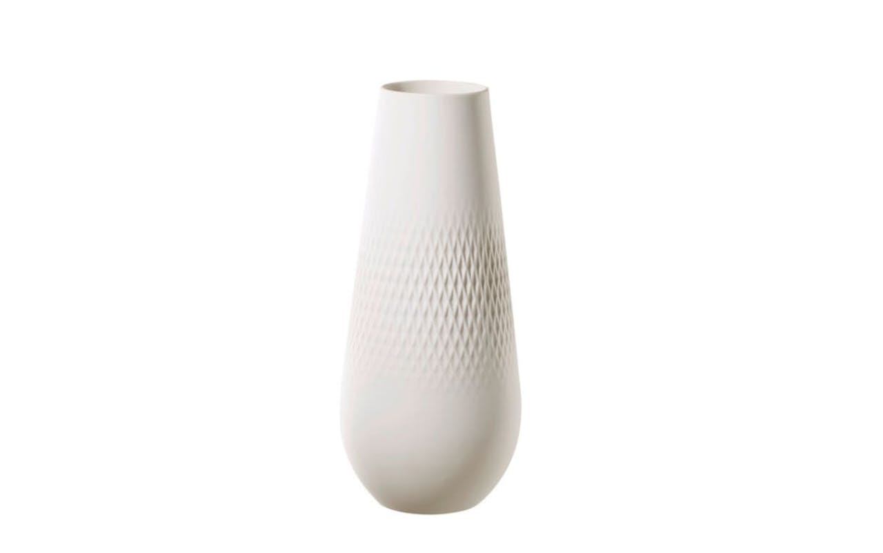 Vase Manufacture Collier blanc Carre hoch in weiß