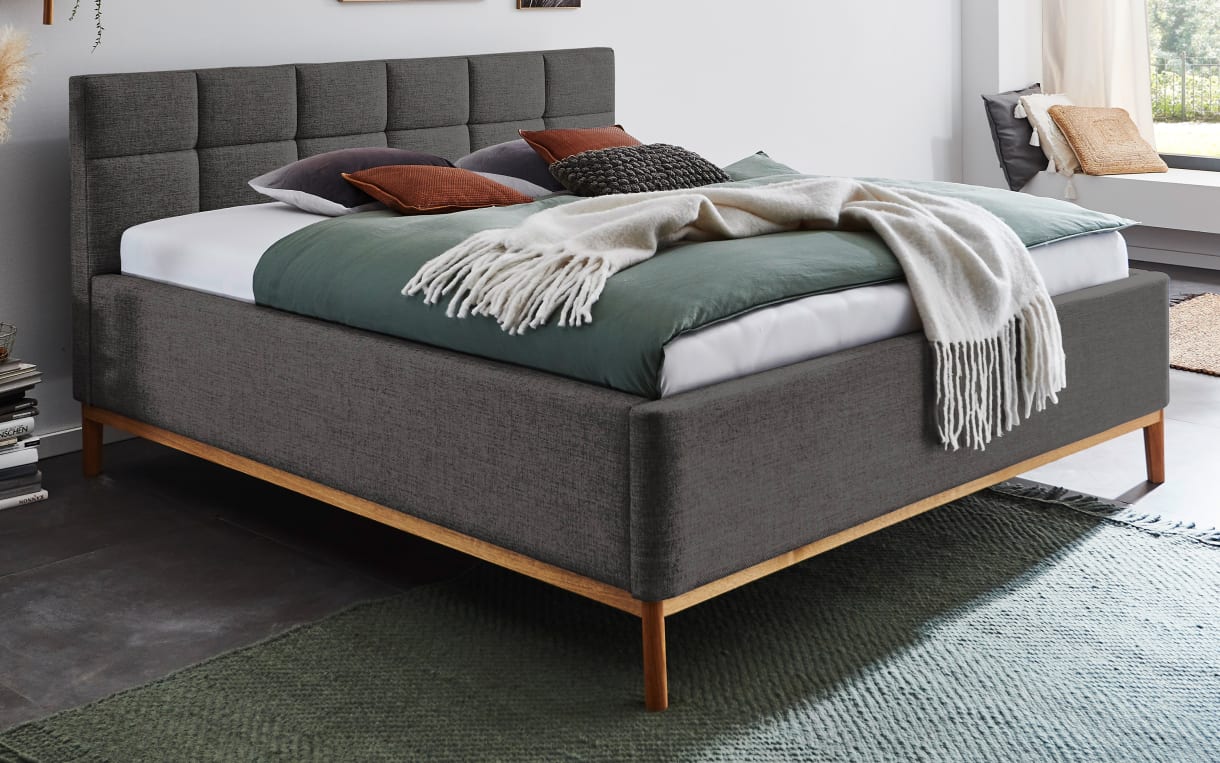 Polsterbett Opus in Luis anthrazit, Liegefläche ca. 180 x 200 cm