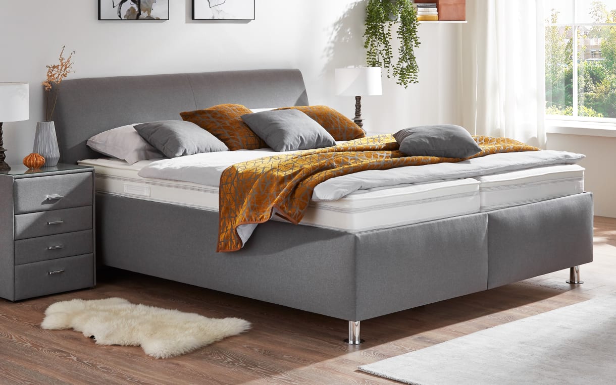 Polsterbett Comfort PB 2.0 in Sierra grau, Härtegrad 3 und Härtegrad 4, Liegefläche ca. 180 x 200 cm 