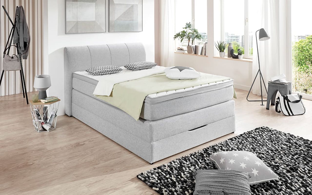 Boxspringbett BX1440 Modesto, grau, 140 x 200 cm
