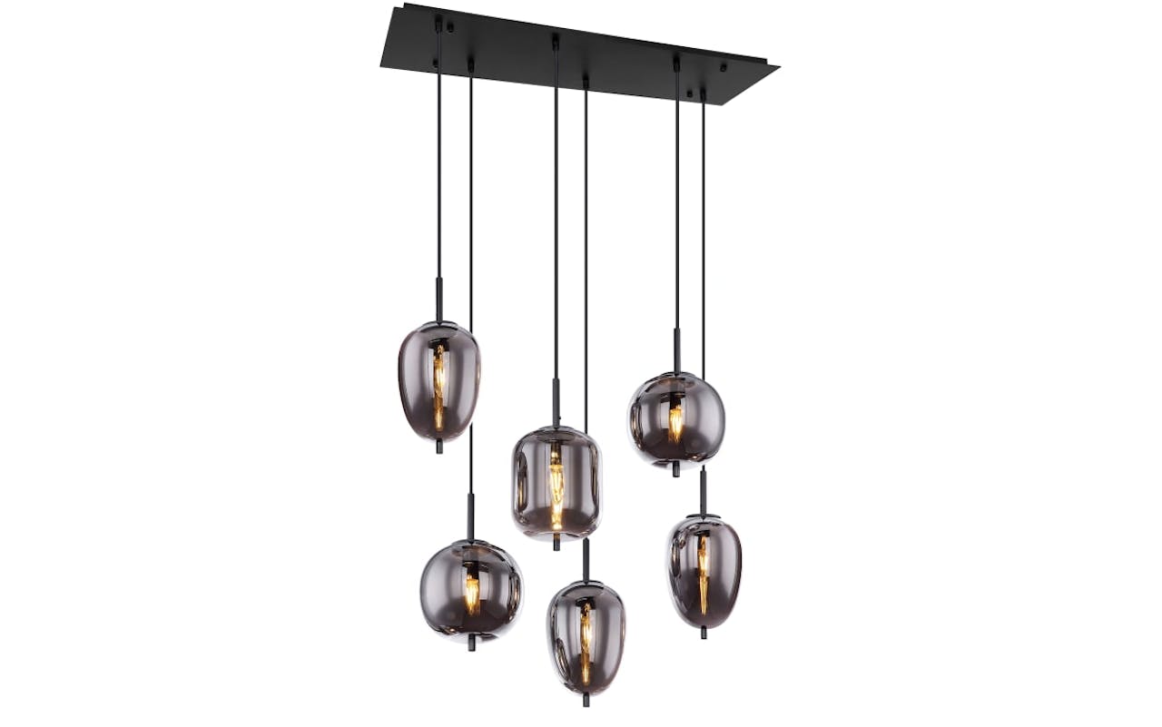 Pendelleuchte Blacky in schwarz, 6-flammig