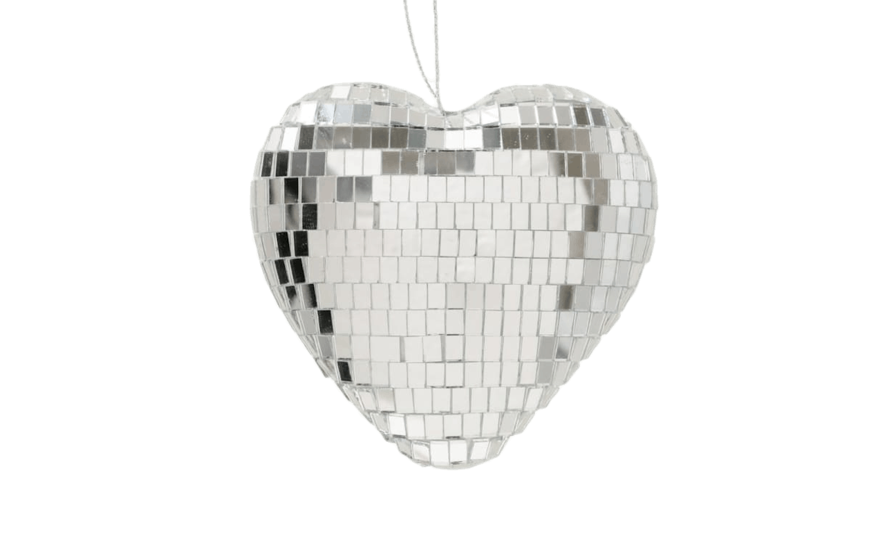 Dekoanhänger Disco Herz, silber, 10 cm