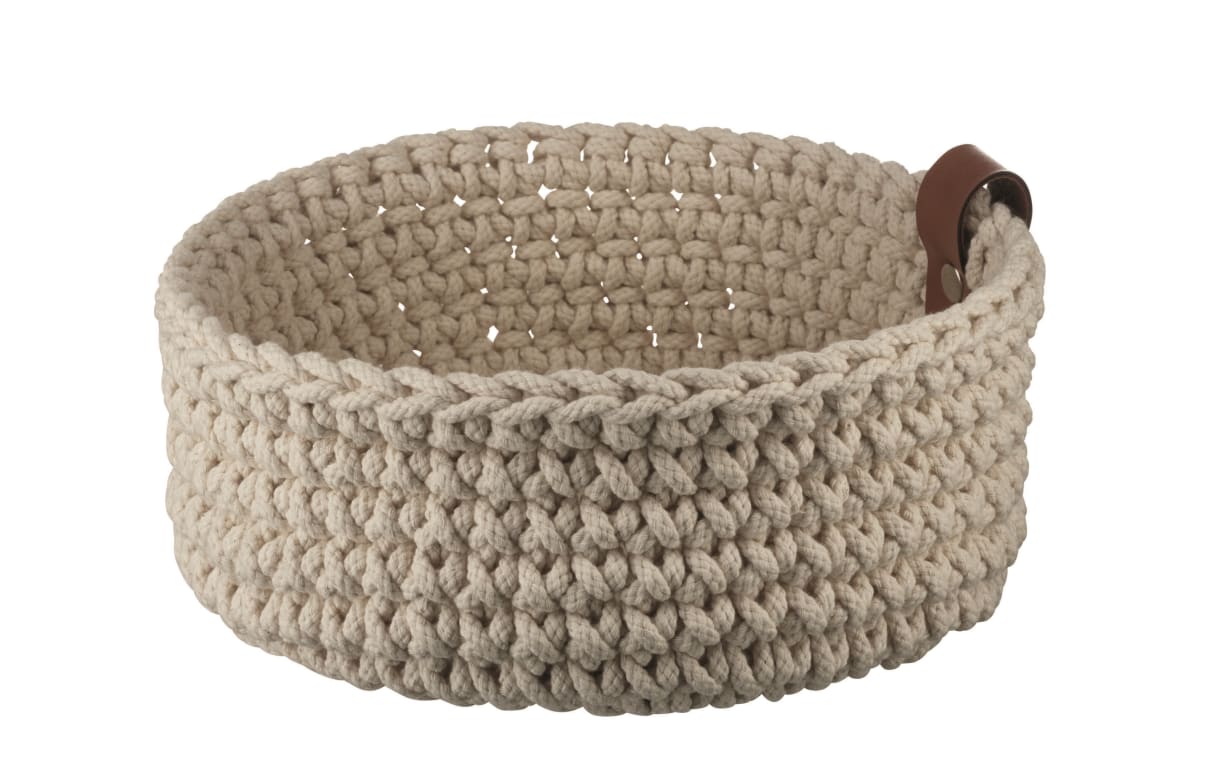 Häkelkorb L aus Baumwolle in ecru, 26 cm