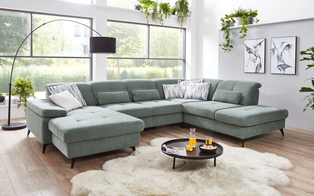 Wohnlandschaft MP-IN24022, stahlfarbig, inkl. Sitztiefenverstellung