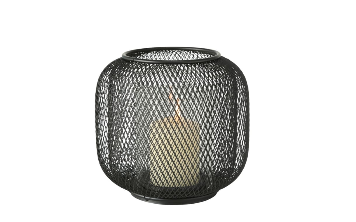 Windlicht Seoul in schwarz, 18 cm