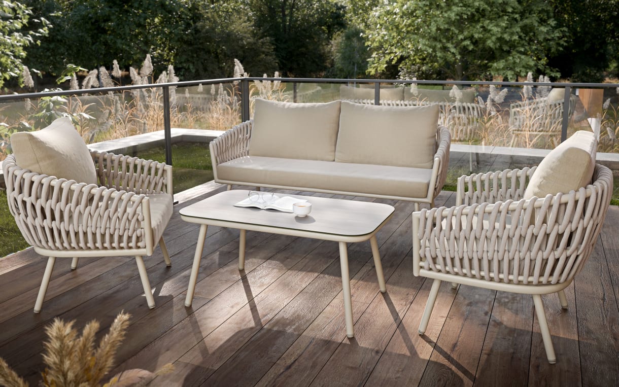 Gartenset Acerra, taupe/grau, 4-teilig
