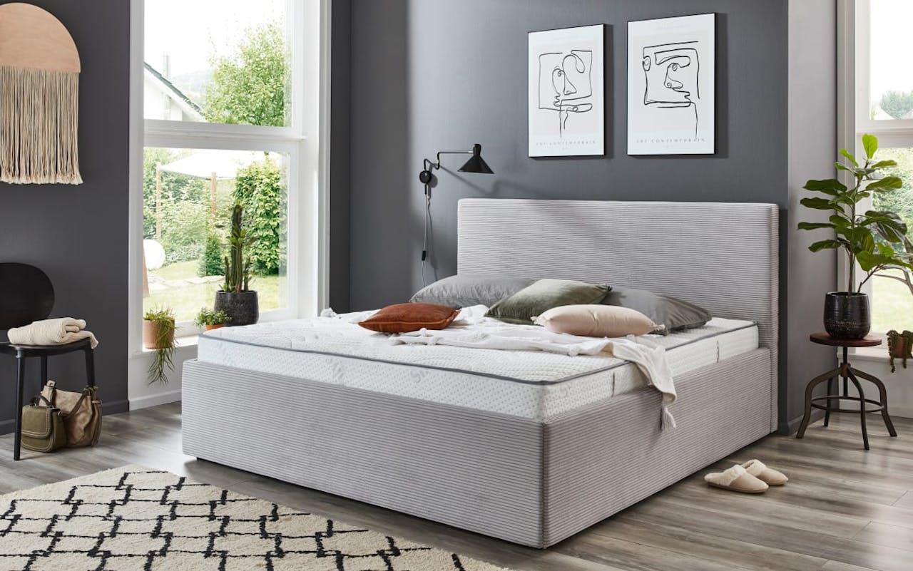 Polsterbett Calgary silber, 160 x 200 cm