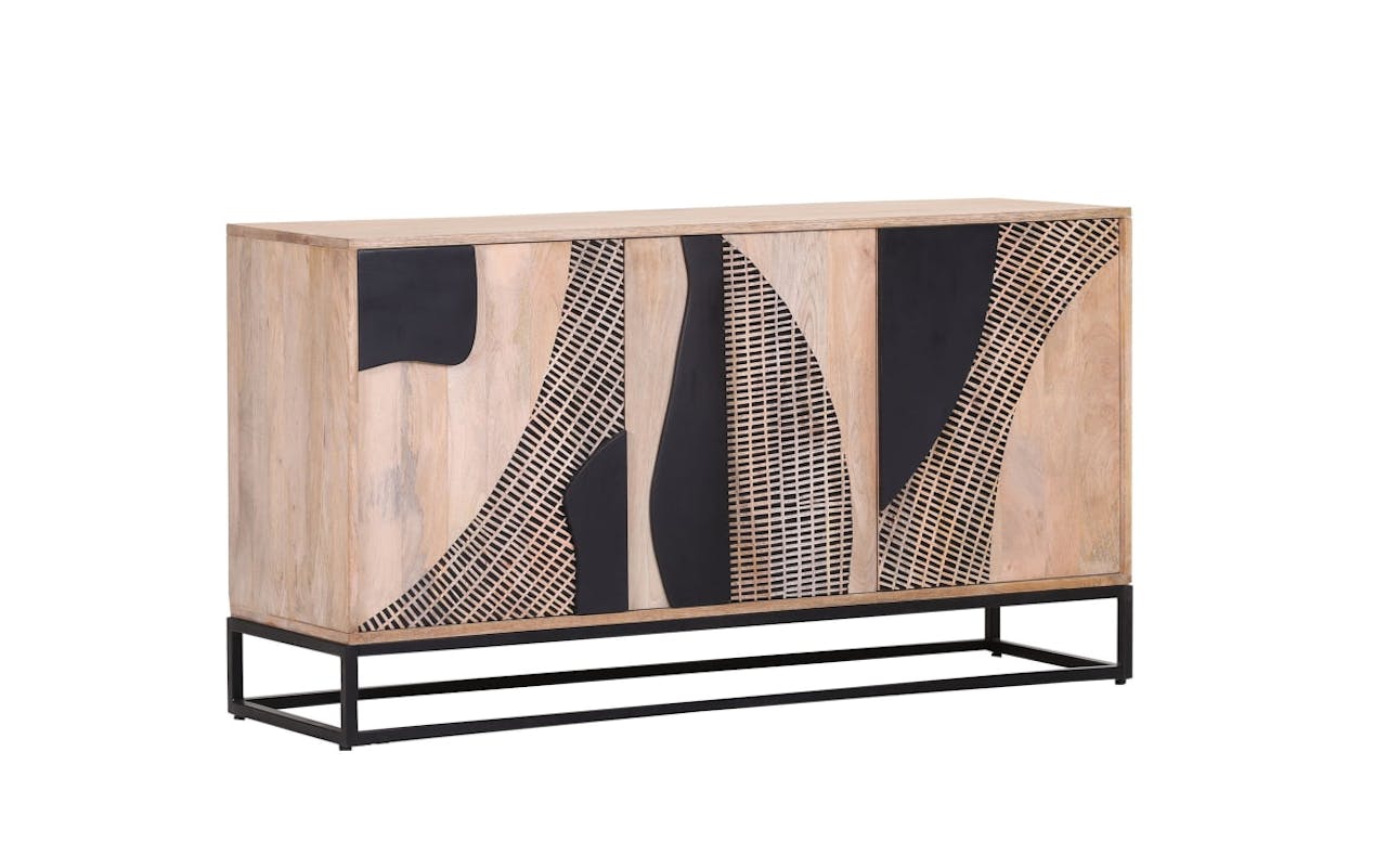 Sideboard Atari, Mangoholz/schwarz, inkl. Softclose Funktion 