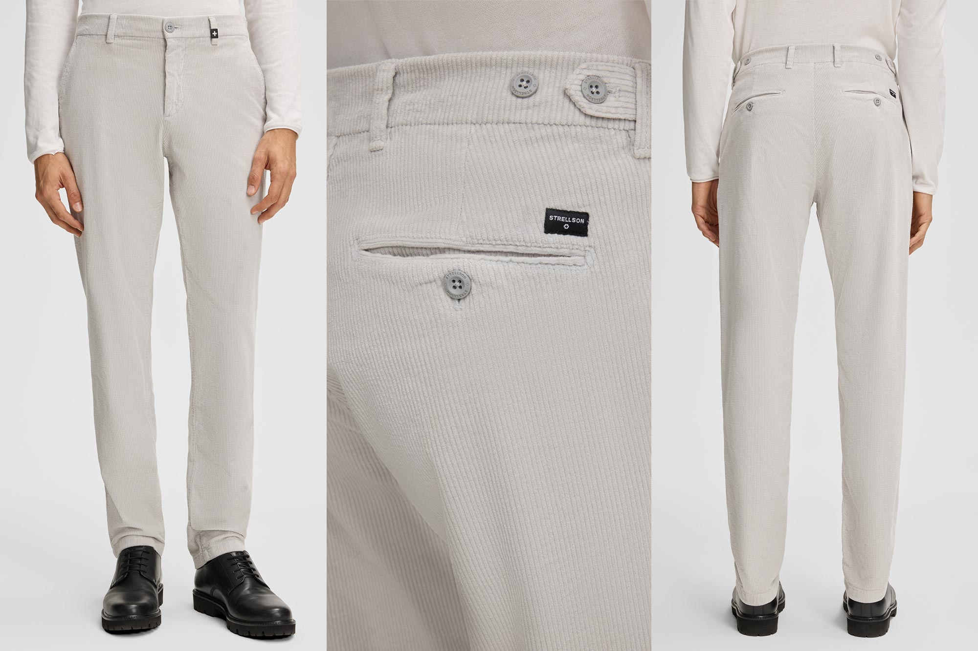 De corduroy broek Rion in een cleane look is voorzien van in de naad verwerkte papspelzakken en een blinde ritssluiting. Ceintuurlussen aan de tailleband en een logopin ronden het item mooi af.