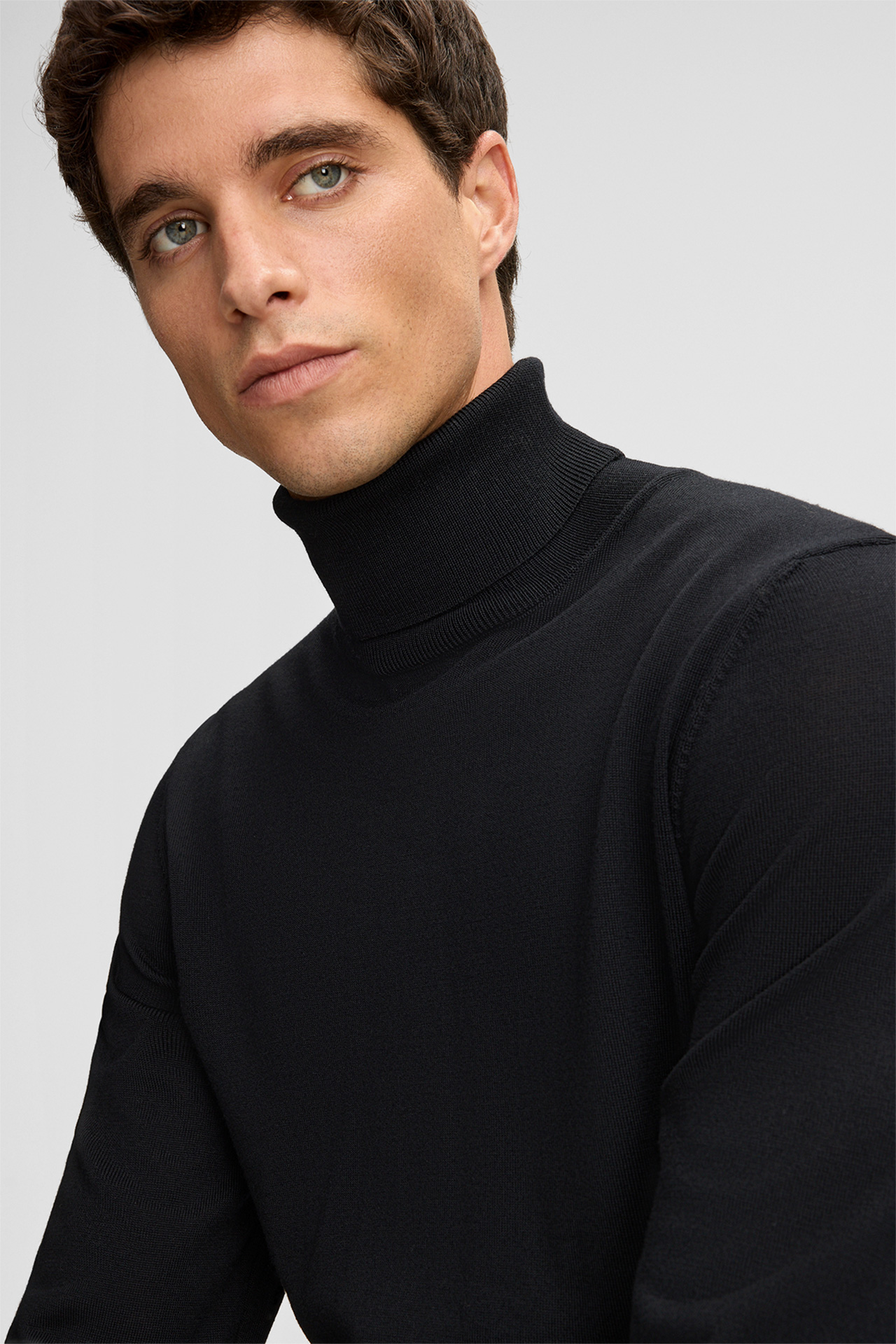 Schurwoll-Rollkragenpullover Marek, schwarz